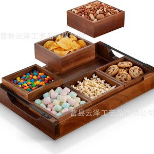 Cross-border solid wood <b>tea</b> <b>tray</b>, dried fruit box, seven-piece wooden hearth <b>tea</b> <b>tray</b>, dessert and cake plate - Product Image 1