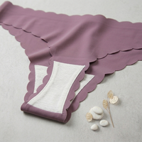 Culottes Femme Ultra-Fines en Soie Glacée Premium, Taille Basse, Sans Coutures, Antibactériennes, Bord Ondulé Découpé au Laser, Sexy, Pour Usage Quotidien