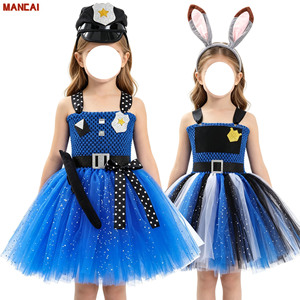 <span class=keywords><strong>Disfraz</strong></span> de Judy de Zootopia para Niñas, Falda Tutú de Conejita Policía, Vestido con Falda Abultada + Sombrero, Disfraces de Halloween - Product Image 1