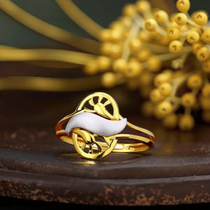 Magnifique bague en or bicolore pour femmes |   Bague de doigt de créateur légère et contemporaine pour un usage quotidien - Product Image 1