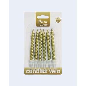 Velas de Cumpleaños en Espiral Doradas de 8 cm, Paquete de 6 Unidades, Party Love Candles - Product Image 2
