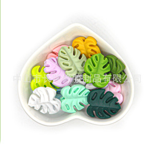 Cuentas de silicona con forma de hoja de Monstera, forma de diamante, para hacer pulseras, cuentas sueltas, accesorios de dentición de calidad alimentaria - Product Image 3