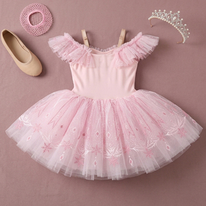 Disfraz de Tutú de Ballet para Niñas con Temática Frozen Rosa, Vestido de Tutú de Ballet con Copos de Nieve para Fiesta de Cumpleaños y Espectáculo Invernal - Product Image 2