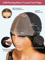 Perruque de cheveux humains Body Wave 6x8 Lace Front sans colle, ligne de cheveux naturelle, noir ombré marron, 100% pré-épilée, prête à porter, vente en gros