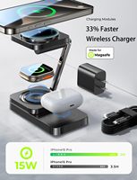 LISEN 2026 Chargeur sans fil magnétique rapide 15W, station de charge 3 en 1, support pliable en alliage de zinc pour iPhone 16 15 Pro Max IWatch