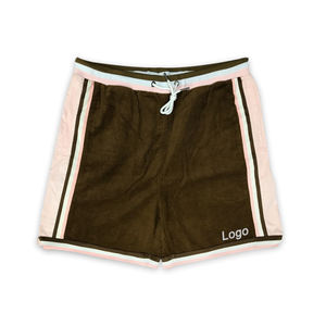 Pantalones cortos de baloncesto personalizados del fabricante, pantalones cortos de baloncesto de estilo callejero deportivos marrones de tela de pana - Product Image 3