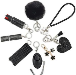 Wholesale bling self defense led Gift Keychain <b>Set</b> for Women Including Wrist Strap, Heart Accessory, Petal Decor and Pom Pom - Product Image 3