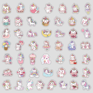 Best Seller 50 pz unico cartone animato unicorno <span class=keywords><strong>adesivi</strong></span> impermeabili per Journaling cancelleria forniture per ufficio simpatiche decalcomanie - Product Image 2