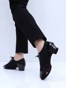 Chaussures latines noires pour hommes <span class=keywords><strong>de</strong></span> 3,5 cm, chaussures d'enseignement <span class=keywords><strong>de</strong></span> la <span class=keywords><strong>danse</strong></span> rythmique, chaussures <span class=keywords><strong>de</strong></span> tango, <span class=keywords><strong>salsa</strong></span>, samba avec semelle en daim pour l'intérieur - Product Image 6