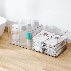 Cosmetic Storage <b>Box</b> Transparent <b>Stackable</b> With Lid 4 In 1 For Desktop Makeup Skincare Organizer - Product Image 2