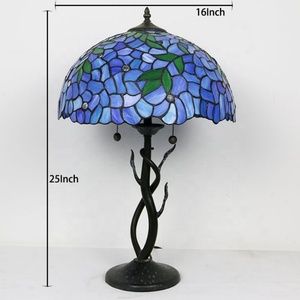 LongHuiJing 12Inch Stained Glass Lamp Antique Table Lamps tiffany Wisteria Lampshade Desk <b>Lights</b> with Metal Base - Product Image 3