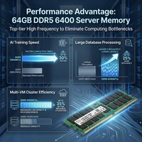 Mémoire DDR5 64 Go 6400 MT/s PC5-51200 2Rx4 RDIMM ECC Registered pour l'entraînement IA, l'informatique haute performance (HPC) et les serveurs DDR5