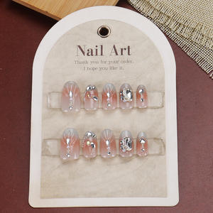 Nude Pink Gradient ZD Pearl Shell Exquisitas puntas de uñas de diamantes de imitación Summer Hot Girl Uñas postizas usables - Product Image 4