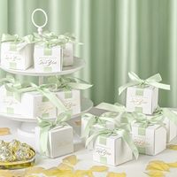 Boîtes à dragées de mariage miniatures, petites boîtes cadeaux, bonbons, rubans, souvenirs de mariage, cadeaux de remerciement, cadeaux de fête prénuptiale, vert