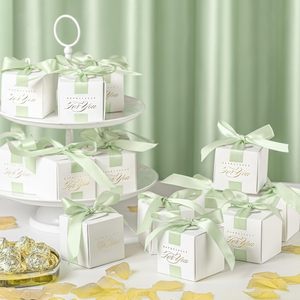 Scatoline Portaconfetti per Matrimonio, Mini Scatole Regalo con Nastro, Bomboniere per Ringraziamento, Regali per Addio al Nubilato, Verde - Product Image 2