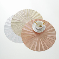 Nouveau Tapis de Table Rond Européen Uni en PVC Creux, Imperméable et Anti-taches, Doré, pour Noël et la Maison