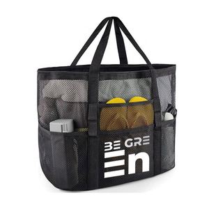 High Quality Custom Design Logo Reusable Nylon <b>Wire</b> Market Shopper Net Shopping Tote Mesh Beach Bag - Product Image 3