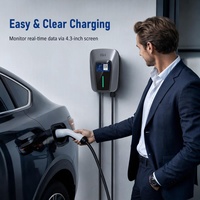 Station de recharge murale de type 2 avec écran de 4,3 pouces, application Tuya, WiFi, fonction TB, câble de 5 mètres, chargeur rapide pour véhicules électriques