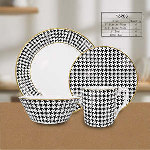 Offre Spéciale vaisselle de style occidental moderne assiettes à steak en céramique noir et blanc vaisselle domestique à usage commercial - Product Image 3