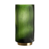 Vase en verre à anneaux en cuivre à rayures verticales colorées pour décorations de table de centres de table de mariage hydroponique