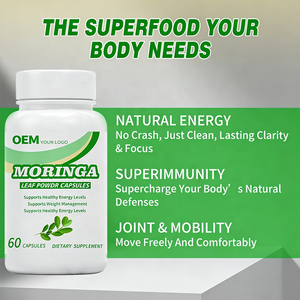 Cápsulas de Extracto de Moringa Vegano Orgánico, Suplemento Herbal Antioxidante, Aumenta la Energía, Apoya la Salud de las Articulaciones, Cápsulas de Polvo de Moringa - Product Image 3