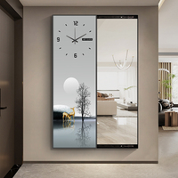 Horloge murale décorative en verre miroir, panneau abstrait doré pour entrée, salon, hôtel, intérieurs élégants et modernes