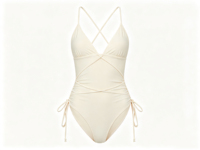 Maillot de bain une pièce sexy taille haute en nylon et élasthanne, couleur unie, design simple avec cordon de serrage – Grande Vente