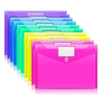 Pochette de classement semi-transparente A4 avec fermeture à bouton, enveloppes en plastique imperméables, matériau PP, dossiers transparents pour documents avec étiquette