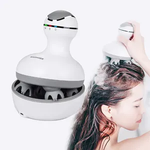 Waterproof Portable Rechargeable Wireless 4-Head Vibrating Scalp Massager Built-In Batteries Aluminum 3D Cluster Head Massager
