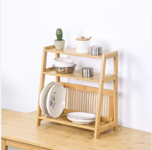 Étagère de rangement unique en bambou à 3 niveaux pour cuisine, support de séchage pour vaisselle et bols, à poser au-dessus de l'évier - Product Image 2