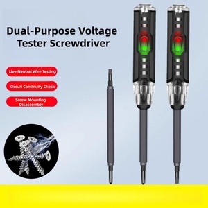 Tournevis testeur de tension industriel haute luminosité à double interrupteur en plastique pour électriciens professionnels - Détection de circuit ouvert - Product Image 4