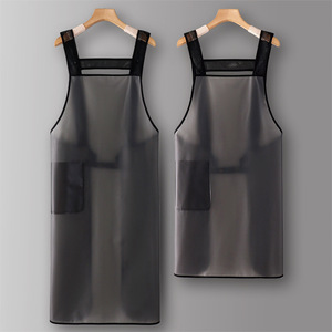 2024 nouvelles femmes grande taille cuisine vêtements de travail TPU étanche PVC bavoir huile éclaboussures écran rouge restauration dédié <span class=keywords><strong>tablier</strong></span> - Product Image 1