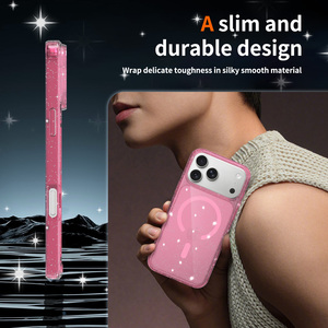 Funda Magnética Transparente con Purpurina para <span class=keywords><strong>iPhone</strong></span> 17 <span class=keywords><strong>Pro</strong></span> <span class=keywords><strong>Max</strong></span>, 17e, Air 16 <span class=keywords><strong>Pro</strong></span>, 15 Plus, <span class=keywords><strong>14</strong></span>, 13, 12, 11, Antigolpes, Brillante, para Mujer - Product Image 2