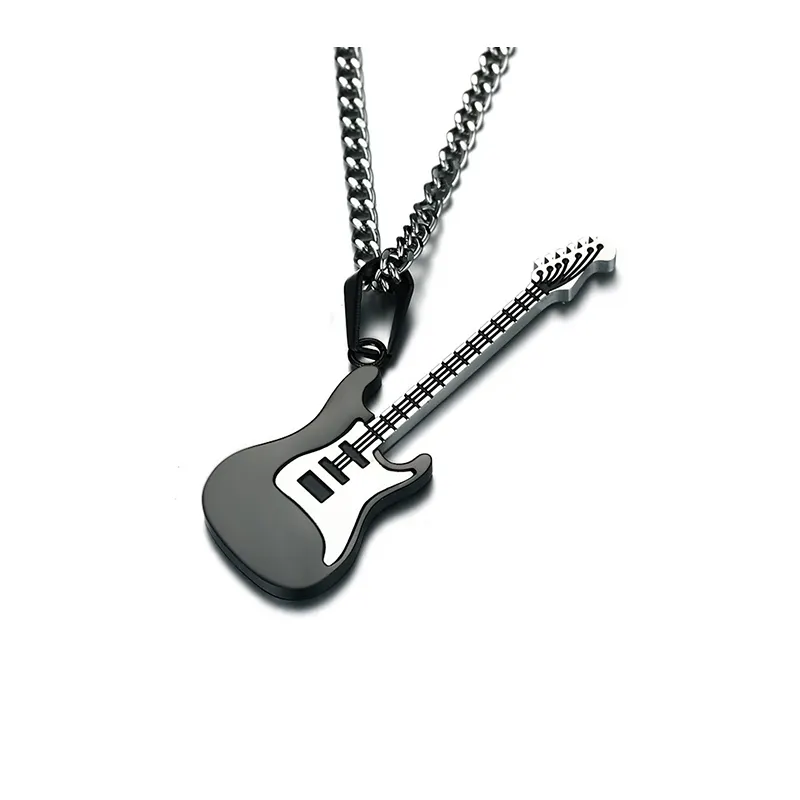 new pendants European and American style stainless steel guitar pendant jewelry wholesale punk pendants