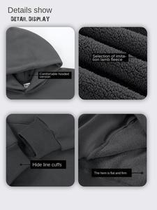 Wholesale 500g Heavy Plus Velvet Pullover <b>Hoodie</b> with Padded Shoulder and Pocket Cotton Polyester <b>Hoodie</b> Without Drawstrings - Product Image 4