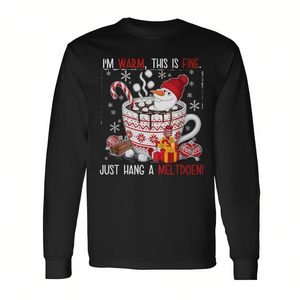 Camiseta de manga larga navideña con diseño de muñeco de nieve I'm Fine This Is Fine - Product Image 2