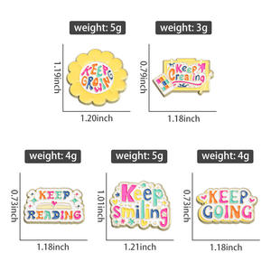 Broche lettre texte série inspirante créative garder le sourire jaune soleil accessoire phrases colorées émail doux positif - Product Image 6