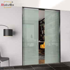 <span class=keywords><strong>Kit</strong></span> de portes coulissantes sur rail pour pièces intérieures personnalisées Système de porte coulissante de poche magique en aluminium et verre - Product Image 4