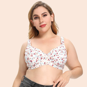Reggiseno in Cotone Stampato da Donna, Reggiseno Grande con Ferretto, Sujetador Floreale a Copertura Totale, Soutien-gorge Grande Taille Ultra Sottile, Reggiseno Taglie Forti - Product Image 2