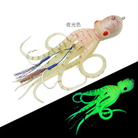 Leurre de pêche lumineux en forme de pieuvre, encre luminescente, jupes de calmar, appât souple en plastique, pêche à la traîne en eau salée, plomb de 200g, marlin