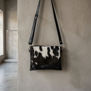 Sac bandoulière élégant en cuir de vachette pour femmes, motif géométrique, poignée unique, doublure en cuir véritable, imperméable, accessoire élégant - Product Image 3