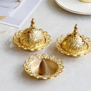 Brûleur d'encens miniature <span class=keywords><strong>en</strong></span> céramique de style moyen-oriental, brûleur d'encens <span class=keywords><strong>en</strong></span> métal doré, accessoires de couverture de brûleur d'encens - Product Image 5