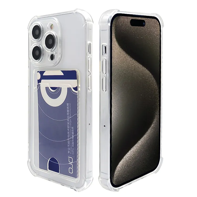 Casing ponsel dompet tas kartu transparan, penutup lembut tahan guncangan untuk Iphone 13 14 15 Pro Max