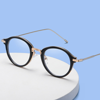 Nouveau design à la mode lunettes rondes anti-lumière bleue pour hommes et femmes montures de lunettes d'ordinateur en métal bleu