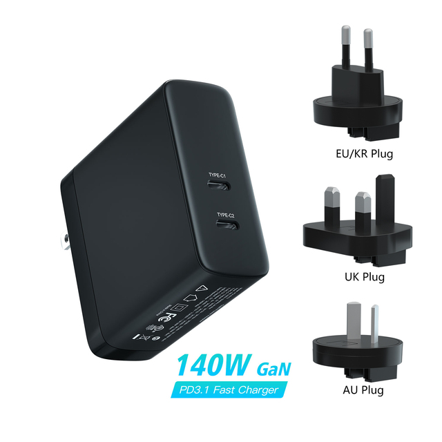 KC PSE Foldable Plug 140W Super Fast Charging Wall PD 3.0 Gan Charger Power Adapter for Anker Laptop Macbook Iphone 16 17 Phone