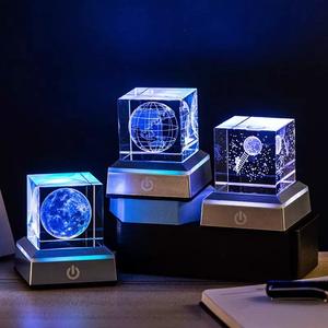 Новый Ночной свет лазерный лунный кристалл блок кубический пресс-папье с переключателем сенсорный свет MH-F0631 основания - Product Image 3