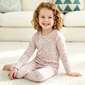 Ensemble de pyjama imprimé pour fille, viscose bambou, manches longues, vêtements de nuit, OEM, pyjamas pour tout-petits, fournisseur en gros - Product Image 1