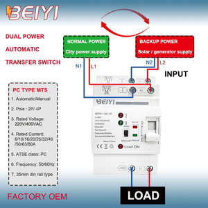 Interruptor de Transferencia Automática de Doble Potencia Ininterrumpida BEIYI Smart ATS Tipo PC para Riel DIN, 2P 3P 4P 80A <span class=keywords><strong>220V</strong></span> - Product Image 1