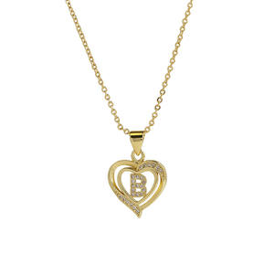 Collana con Ciondolo a Forma di Cuore con Iniziale in Lettere, Placcata in Oro 18K con Micro Pavé di Zirconi, Gioiello d'Amore NZ1608 per Donne - Product Image 5