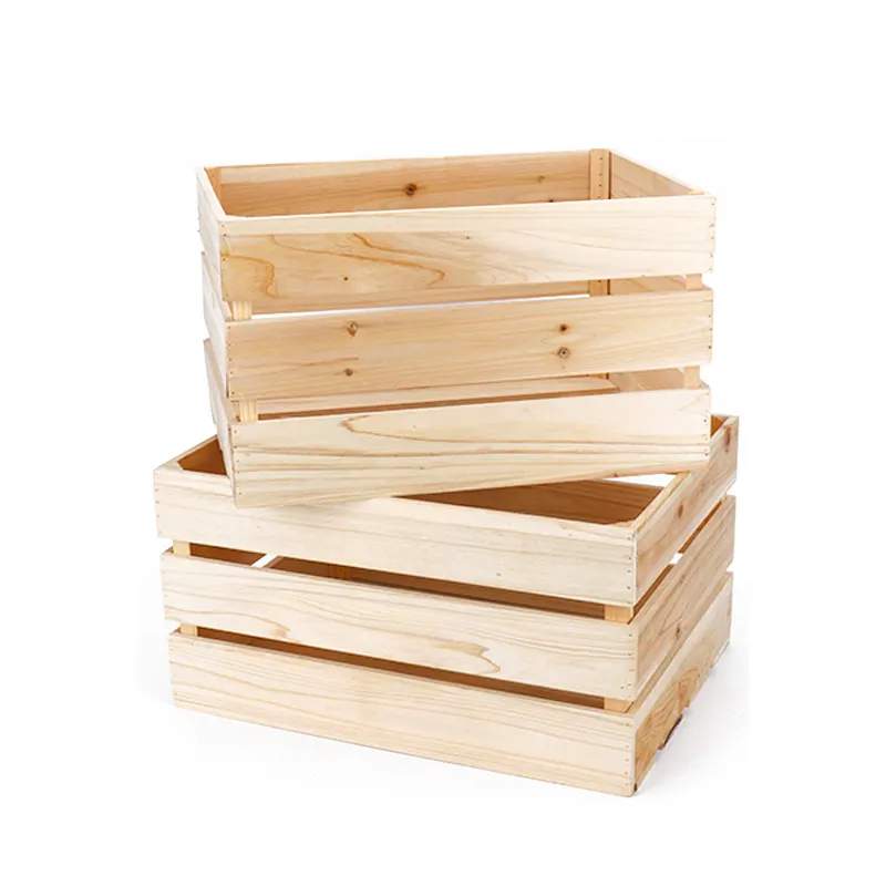 Caja de almacenamiento de madera maciza con logotipo personalizado, embalaje para frutas y verduras, venta al por mayor